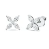 Ohrstecker aus 750 Weißgold 8 Diamanten Navette-Schliff 0,72ct F-SI 8x8,3mm