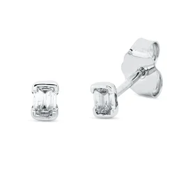 Ohrstecker aus 750 Weißgold 2 Diamanten Smaragd-Schliff 0,22ct TW-SI 3,7x2,6mm