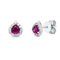 Ohrstecker aus 750 Weißgold 2 Rubine 0,78ct rot 24 Brillanten 0,29ct W-PI 8x7,3mm