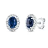 Ohrstecker aus 750 Weißgold 2 Saphire 2,21ct blau 32 Brillanten 0,38ct TW-VSI