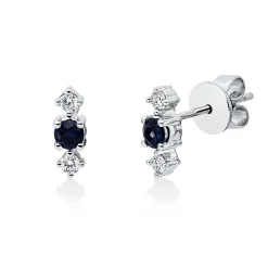 Ohrstecker aus 750 Weißgold 2 Saphire 0,27ct blau 4 Brillanten 0,13ct W-SI 9x3mm