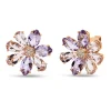 Ohrstecker Blume aus 750 Rotgold 14 Amethyste 8,3ct pink 14 Brillanten 0,08ct TW-SI