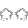 Ohrstecker Blume Blumen aus 925 Silber matt 22 Zirkonia Ohrringe Ohrschmuck