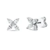 Ohrstecker Blumen aus 750 Weißgold 8 Diamanten Navette-Schliff 0,8ct TW-VSI/SI