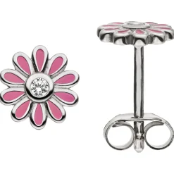 Ohrstecker Blumen rosa aus 925 Silber rhodiniert 2 Zirkonia Ohrringe für Kinder