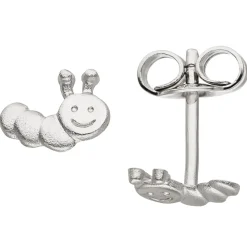 Ohrstecker für Kinder Ohrringe Raupe aus 925 Sterlingsilber, rhodiniert teilmatt