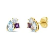 Ohrstecker 750 Gelbgold 4 Amethyste 1,02ct lila 2 Brillanten 0,25ct TW-SI 8,1x7,3mm