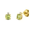 Ohrstecker 750 Gelbgold 2 Peridote 0,62ct grün 2 Brillanten 0,02ct TW-SI 5,5x4mm