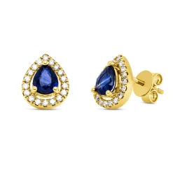 Ohrstecker 585 Gelbgold 2 Saphire 1,14ct blau 36 Brillanten 0,22ct W-SI 10x8,4mm