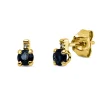 Ohrstecker 750 Gelbgold 2 Saphire 0,43ct blau 2 Diamanten 0,01ct TW-SI 5,5x3,5mm