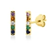 Ohrstecker 750 Gelbgold 8 Saphire 0,23ct pink 2 Brillanten 0,05ct TW-SI 10,9x2,1mm