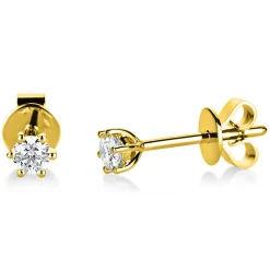 Ohrstecker 750 Gold Gelbgold 2 Diamanten Brillanten 0,20 Ct. 6er-Krappe Ø3,5mm