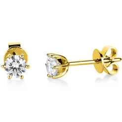 Ohrstecker 750 Gold Gelbgold 2 Diamanten Brillanten 0,50 Ct. 6er-Krappe Ø4,5mm