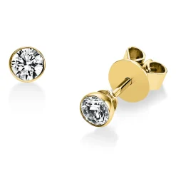 Ohrstecker 750 Gold Gelbgold 2 Diamanten Brillanten 0,40 Ct. Zarge Ø4,0mm