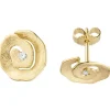 Ohrstecker 585 Gold Gelbgold eismatt mit Diamanten Brillanten 0,06Ct