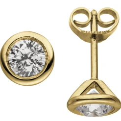 Ohrstecker 585 Gold Gelbgold mit 2 Brillanten 0,5 Ct 7,2mm Ohrringe