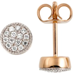 Ohrstecker 585 Gold Rotgold mit 28 Diamanten Brillanten 0,13ct Ohrringe
