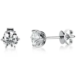 Ohrstecker 750 Gold Weißgold 2 Diamanten Brillanten 1,00 Ct. 6er-Krappe Ø5,4mm