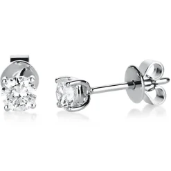 Ohrstecker 750 Gold Weißgold 2 Diamanten Brillanten 0,50 Ct. 4er-Krappe Ø4,6mm