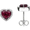 Ohrstecker Herzen 585 Gold Weißgold Rhodolith 48 Diamanten 0,15 Ct