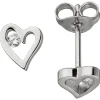 Ohrstecker Herzen mit 2 Zirkonia weiß 925 Silber rhodiniert Ohrschmuck Damen