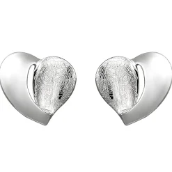 Ohrstecker Herz Herzen 925 Silber teileismatt teilglänzend Ohrringe Ohrschmuck