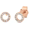 Ohrstecker Kreis 750 Rotgold 24 Brillanten 0,08ct TW-SI Ø5mm Fassung rhodiniert