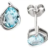 Ohrstecker mit Blautopas & 6 Diamanten 0.04Ct Brillanten 585 Gold Weißgold Damen
