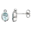Ohrstecker mit Diamanten 0.02Ct Aquamarin hellblau 585 Gold Weißgold oval