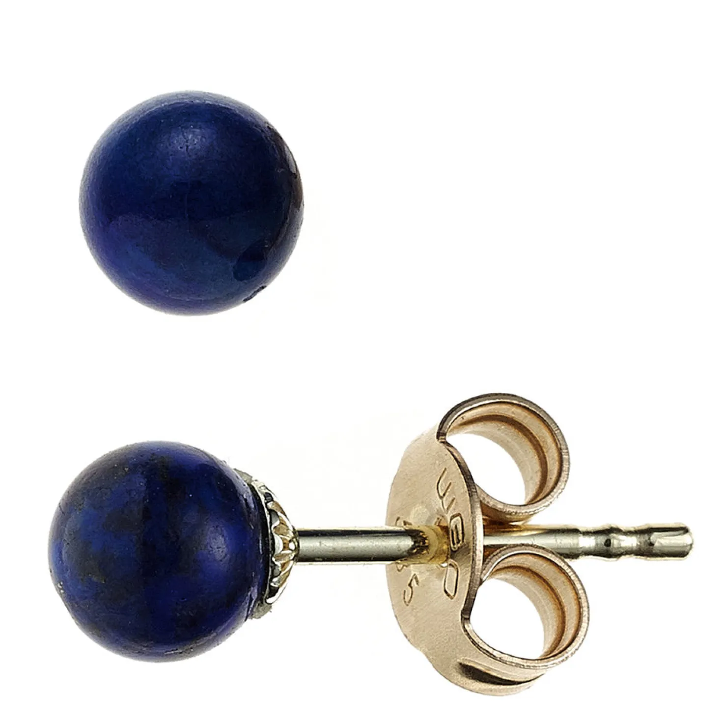 Ohrstecker mitLapis-Lazuli blau 4mm 585 Gold Gelbgold Ohrschmuck