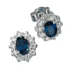 Ohrstecker mit Saphir & 20 Diamanten 0.4Ct Brillanten 585 Gold Weißgold