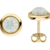 Ohrstecker Ø 8,5mm 375 Gold Gelbgold mit Opal Ohrringe Ohrschmuck Goldohrringe