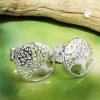 Ohrstecker 10mm Ohrringe Lebensbaum rund glänzend 925 Silber Ohrschmuck