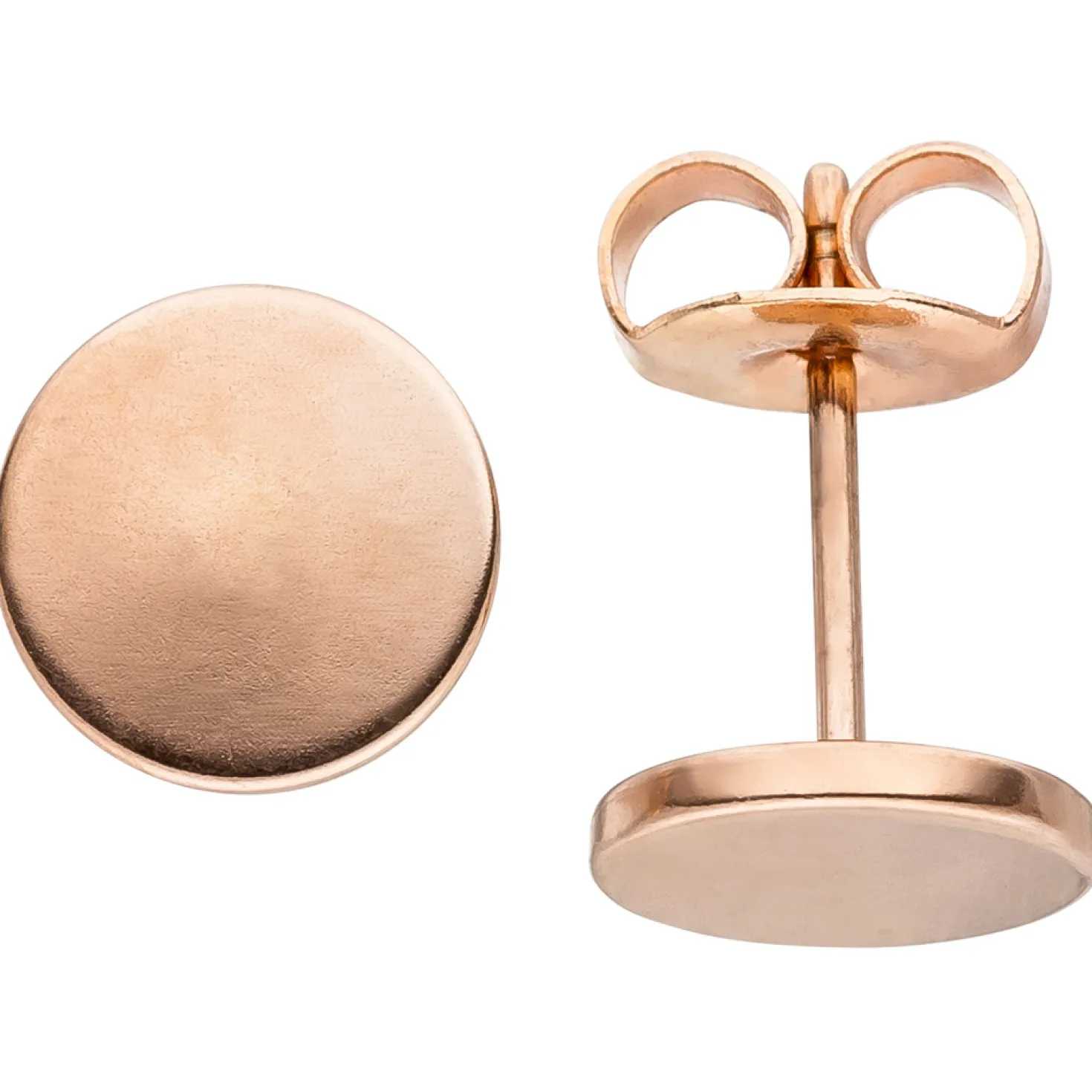 Ohrstecker 8mm Ohrringe Studs Ohrschmuck, rund, Edelstahl mit Rotgold-Farbe