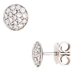 Ohrstecker 7,1mm rund mit 36 Brillanten 0.4Ct 585 Gold Weißgold Damen