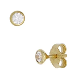 Ohrstecker 3,4mm Zirkonia weiß rund 333 Gold Gelbgold Ohrschmuck Solitär