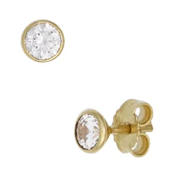 Ohrstecker 4,1mm Zirkonia weiß rund 333 Gold Gelbgold Ohrschmuck Solitär