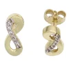 Ohrstecker Ohrringe 8 Acht Unendlichkeit Zirkonia weiß 333 Gold Gelbgold