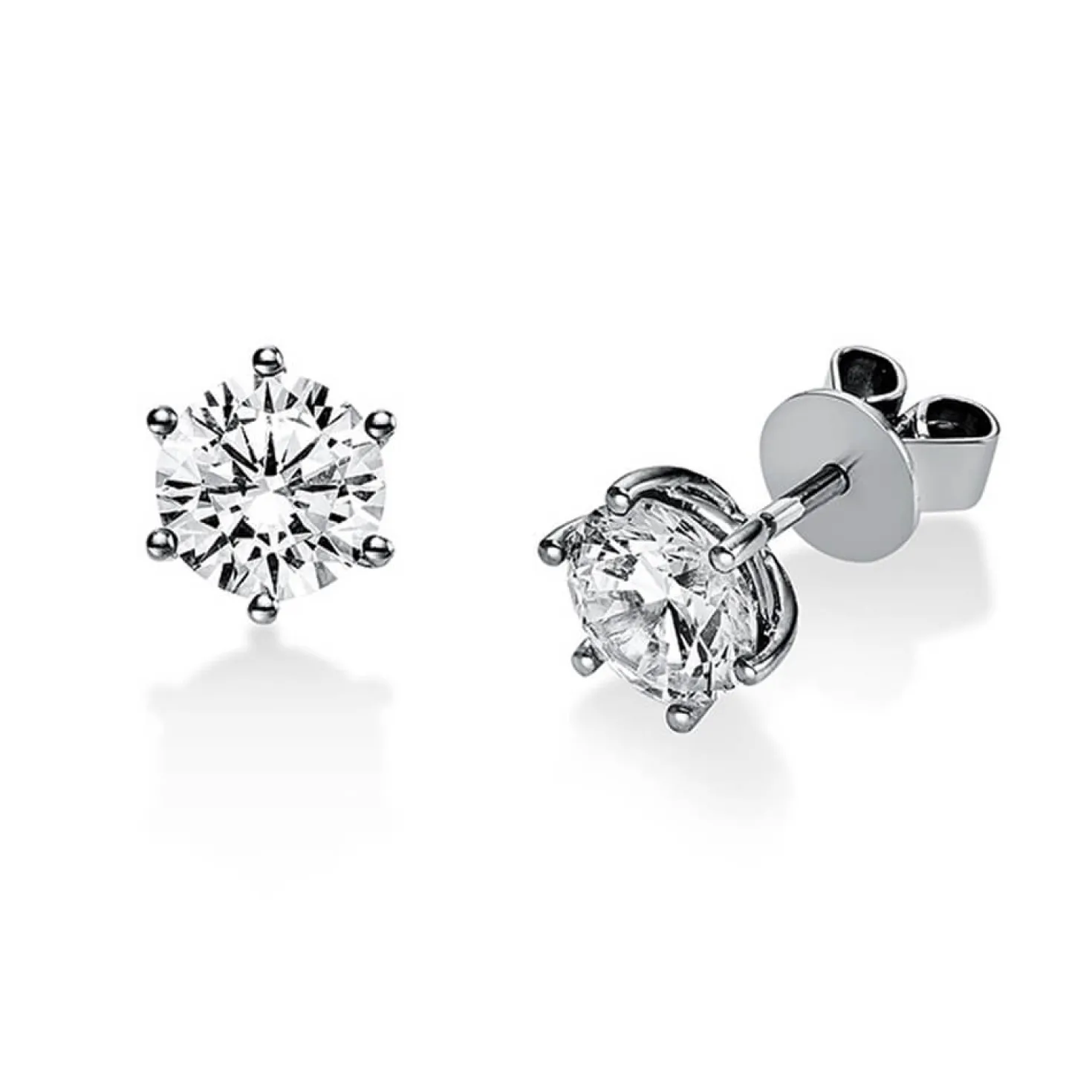 Ohrstecker Ohrringe aus 950 Platin 2 Diamanten Brillanten 2,00 Ct. 6er-Krappe