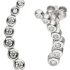 Ohrstecker Ohrringe Bogen jeweils 7 Zirkonia weiß 925 Silber Ohrschmuck Damen