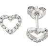 Ohrstecker Ohrringe Herz Herzchen mit weißen Zirkonia, 925 Silber rhodiniert
