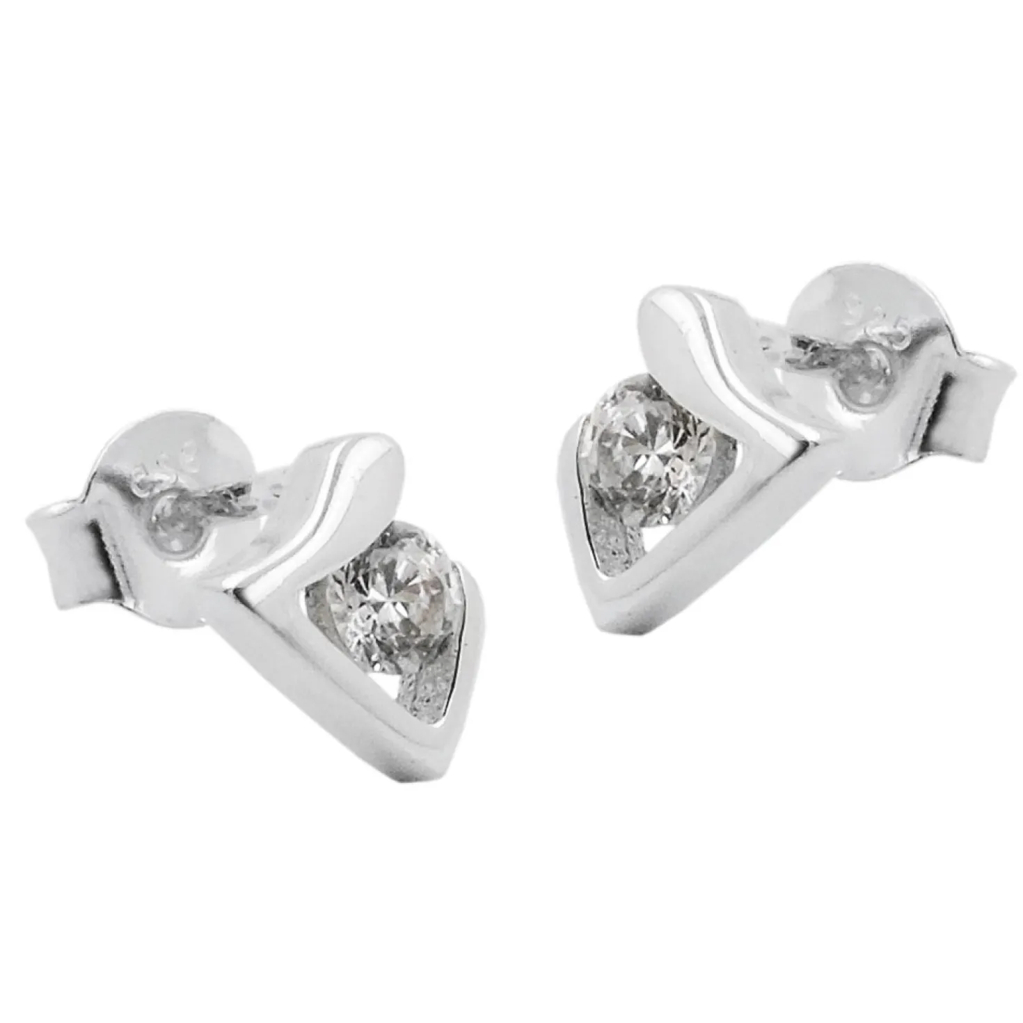 Ohrstecker Ohrringe Ohrschmuck, Dreieck mit Zirkonia weiß, 925 Silber, Damen