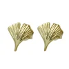 Ohrstecker Ohrringe Ohrschmuck, Ginkgoblatt glänzend, 375 Gold Gelbgold
