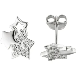 Ohrstecker Ohrringe Ohrschmuck, Sterne Sternchen mit weißen Zirkonia, 925 Silber