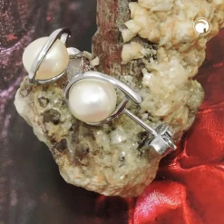 Ohrstecker Ohrringe Ohrschmuck zarte weiße Zuchtperle im Käfig aus 925 Silber