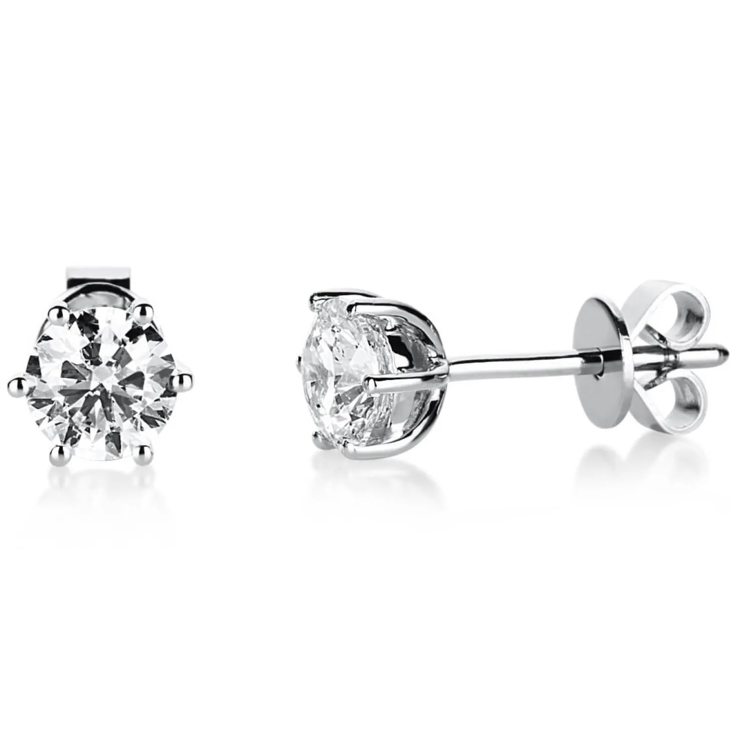 Ohrstecker Ohrringe 950 Platin 2 Diamanten Brillanten 1,00 Ct. 6er-Krappe Ø5,4mm