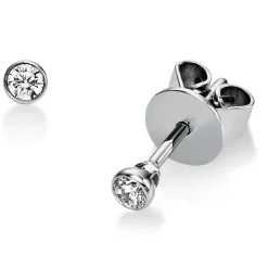 Ohrstecker Ohrringe 950 Platin 2 Diamanten Brillanten 0,10 Ct. Zarge Ø2,5mm