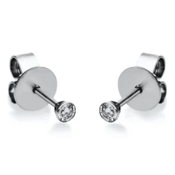 Ohrstecker Ohrringe 950 Platin 2 Diamanten Brillanten 0,10 Ct. Zarge Ø2,5mm