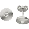 Ohrstecker Ohrringe runde Plättchen mit 2 Diamanten 0.15Ct W/SI 950 Platin matt