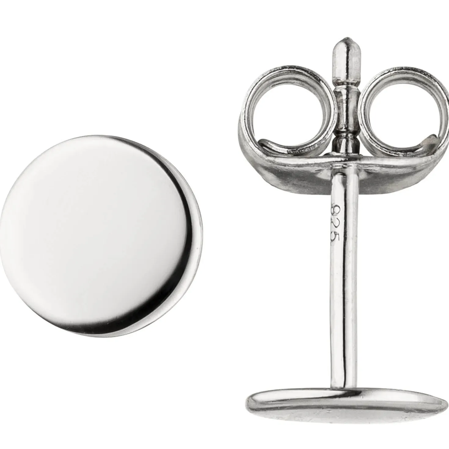 Ohrstecker Ohrringe runde Plättchen Ø 6,2mm aus 925 Silber rhodiniert Ohrschmuck